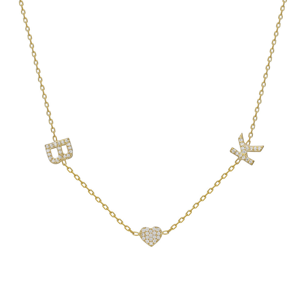 DUO INITIALS HJÄRTA KRAGE | 925 SILVER