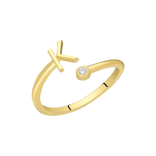 Letter Diamond basic ring (8255699714350)