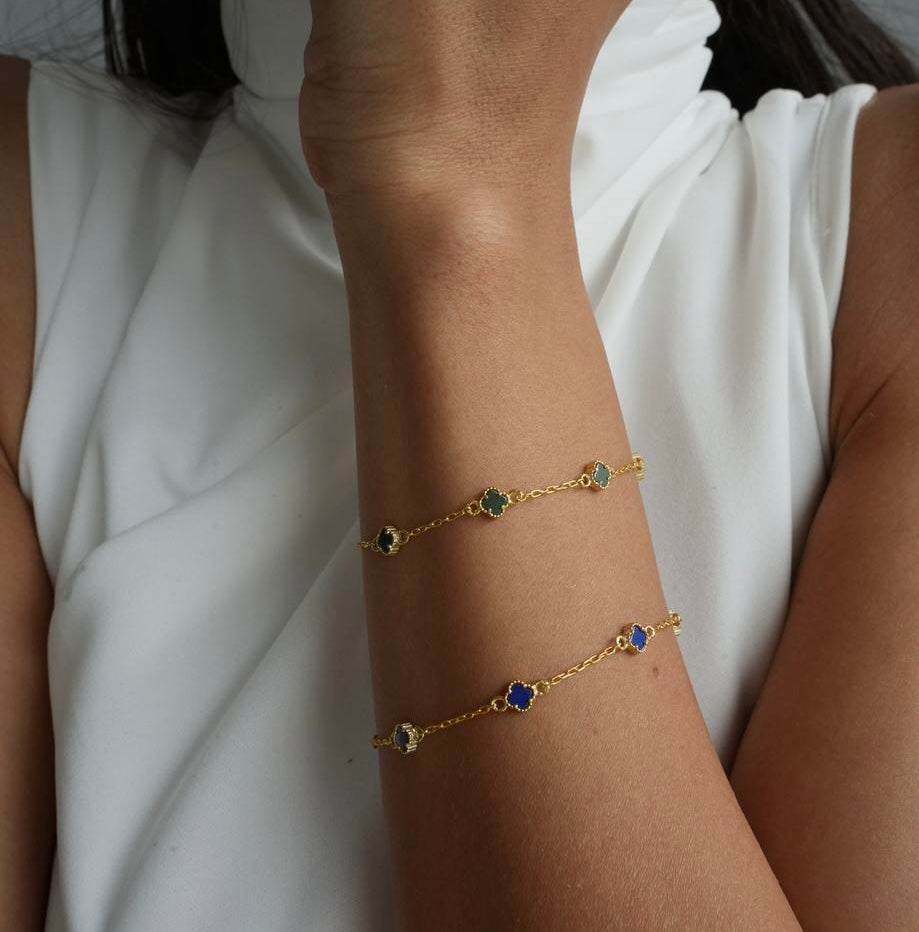 MINIMAL GRÖN KLÖVER ARMBAND | 925 SILVER