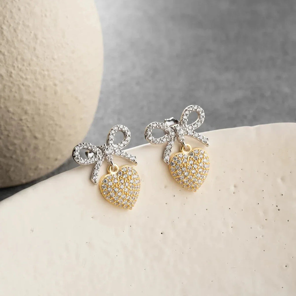 BOW HJÄRTA ÖRHÄNGEN | 925 SILVER