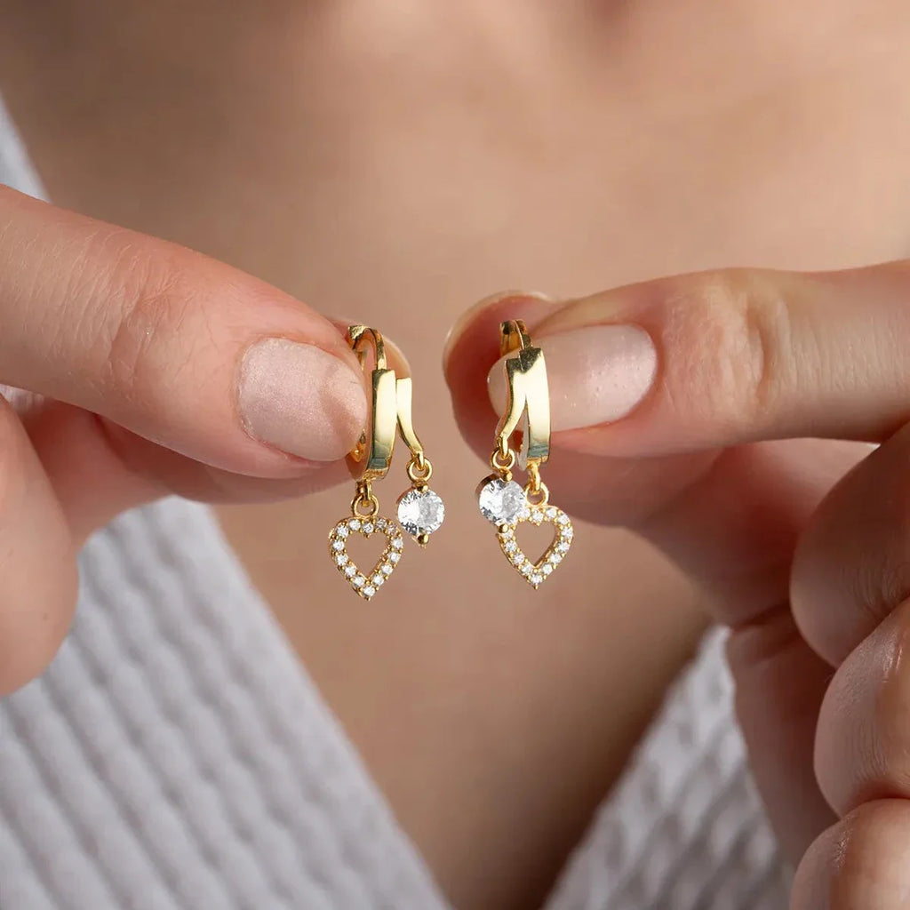 MINI HJÄRTA & ZIRCONIA ÖRHÄNGEN | 925 SILVER