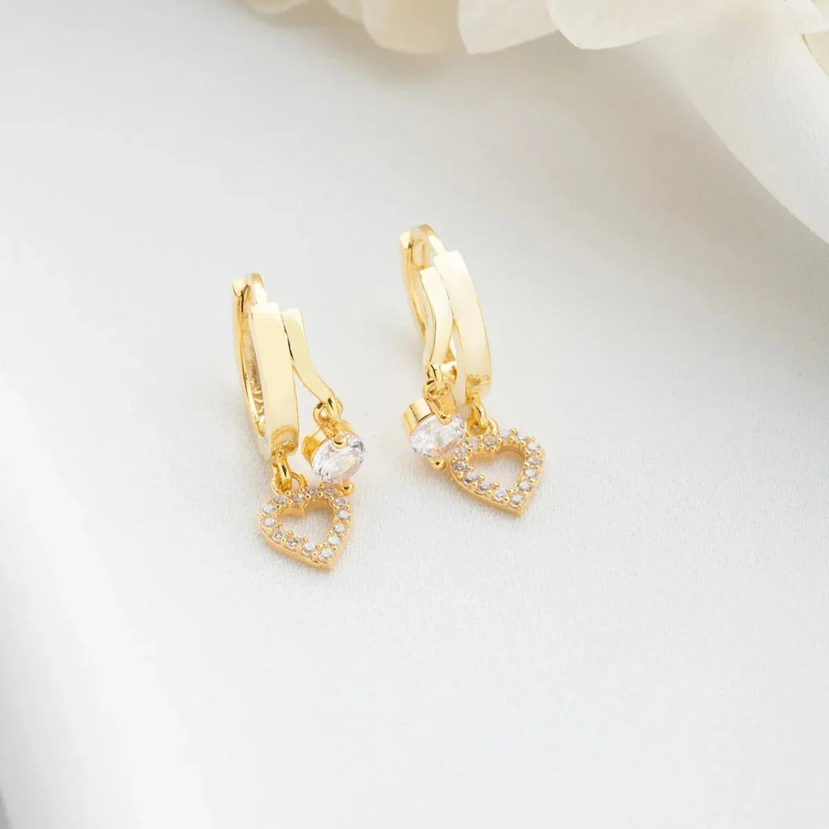 MINI HJÄRTA & ZIRCONIA ÖRHÄNGEN | 925 SILVER