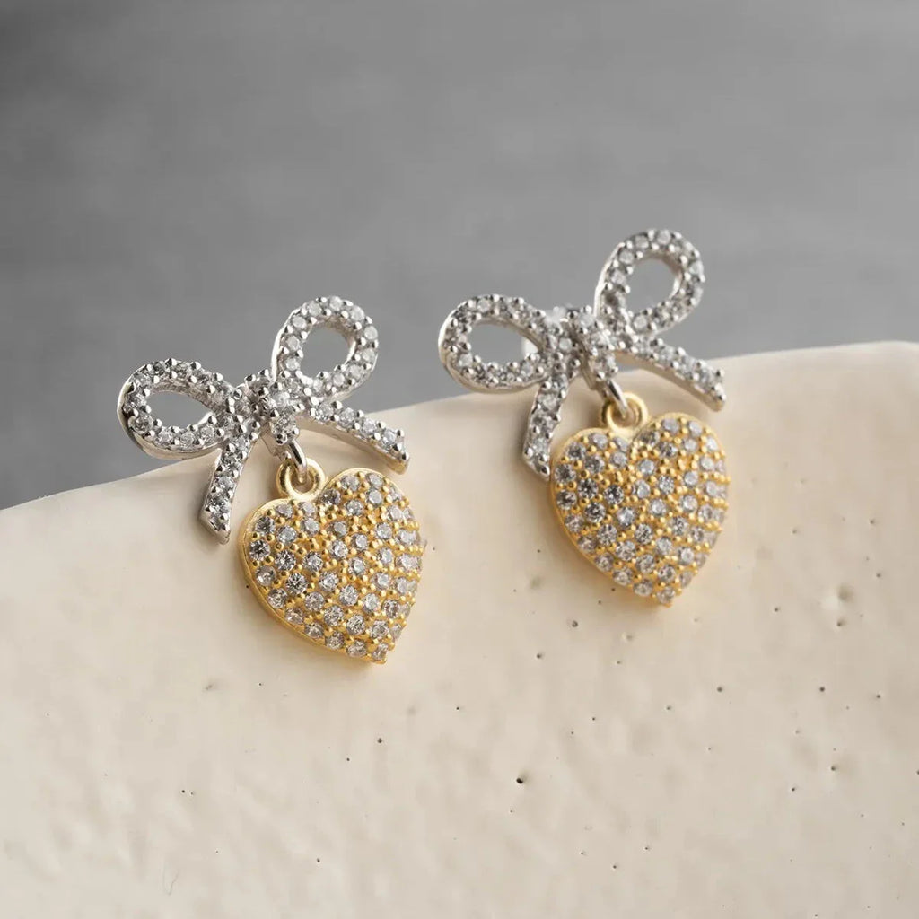 BOW HJÄRTA ÖRHÄNGEN | 925 SILVER