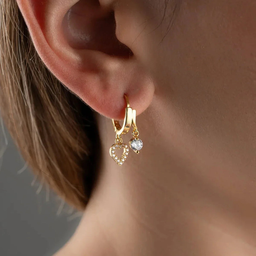 MINI HJÄRTA & ZIRCONIA ÖRHÄNGEN | 925 SILVER