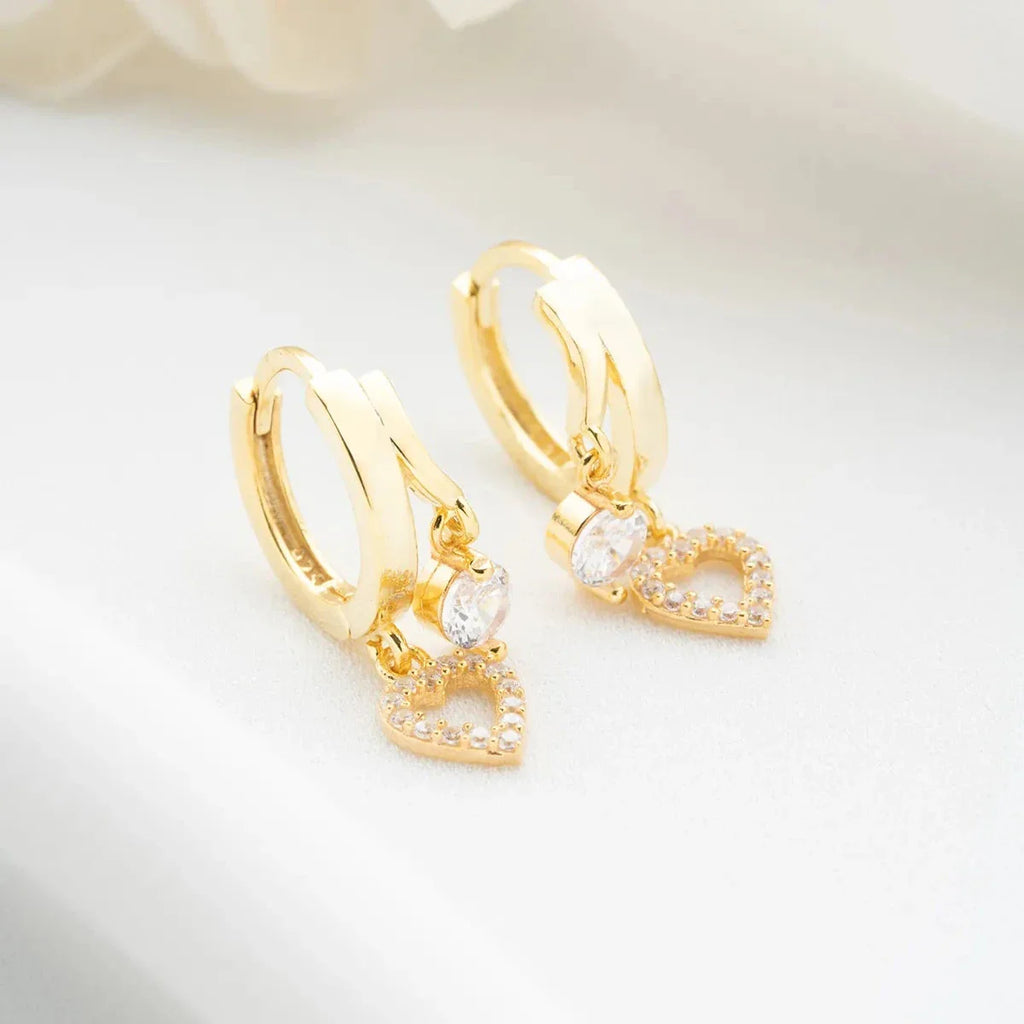 MINI HJÄRTA & ZIRCONIA ÖRHÄNGEN | 925 SILVER