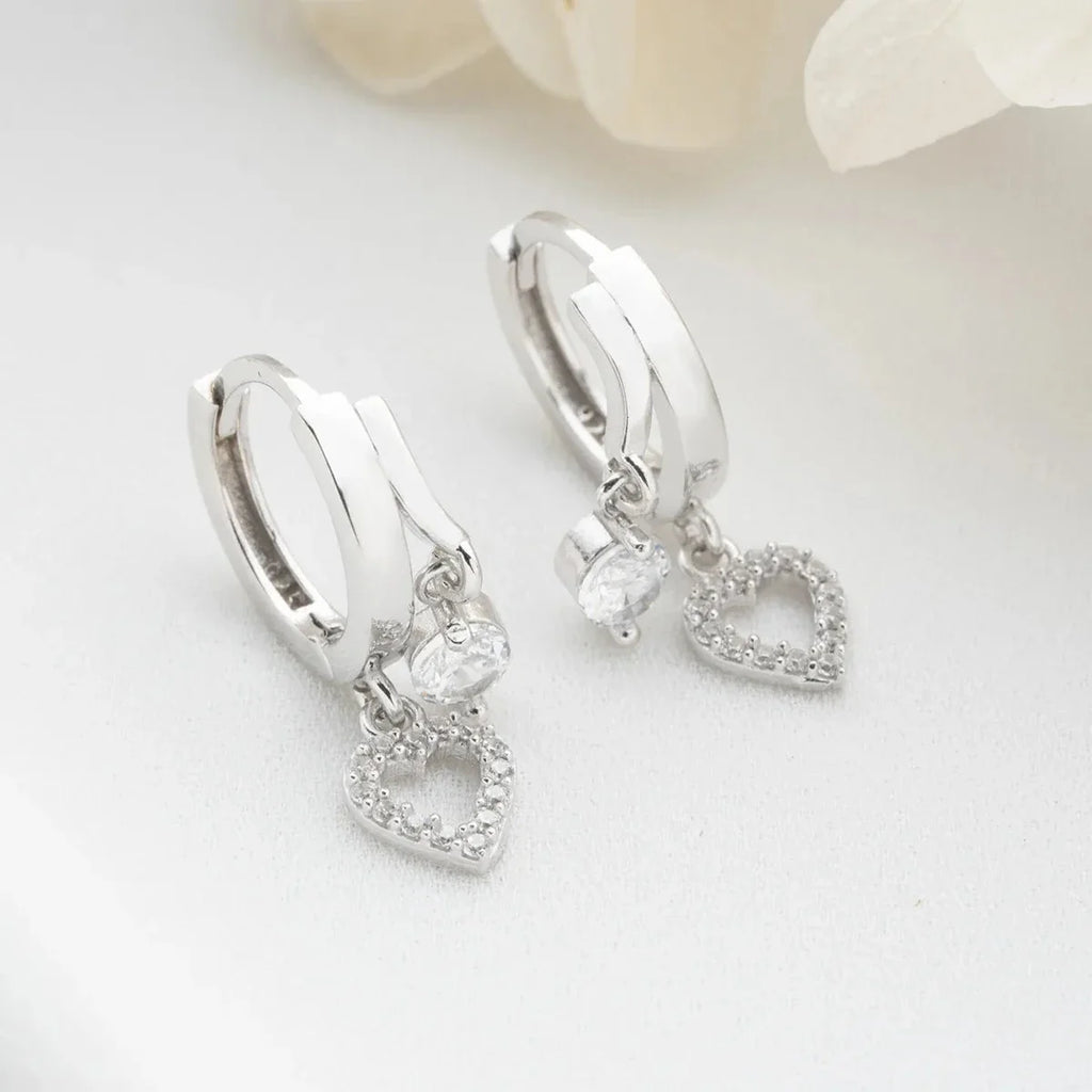 MINI HJÄRTA & ZIRCONIA ÖRHÄNGEN | 925 SILVER