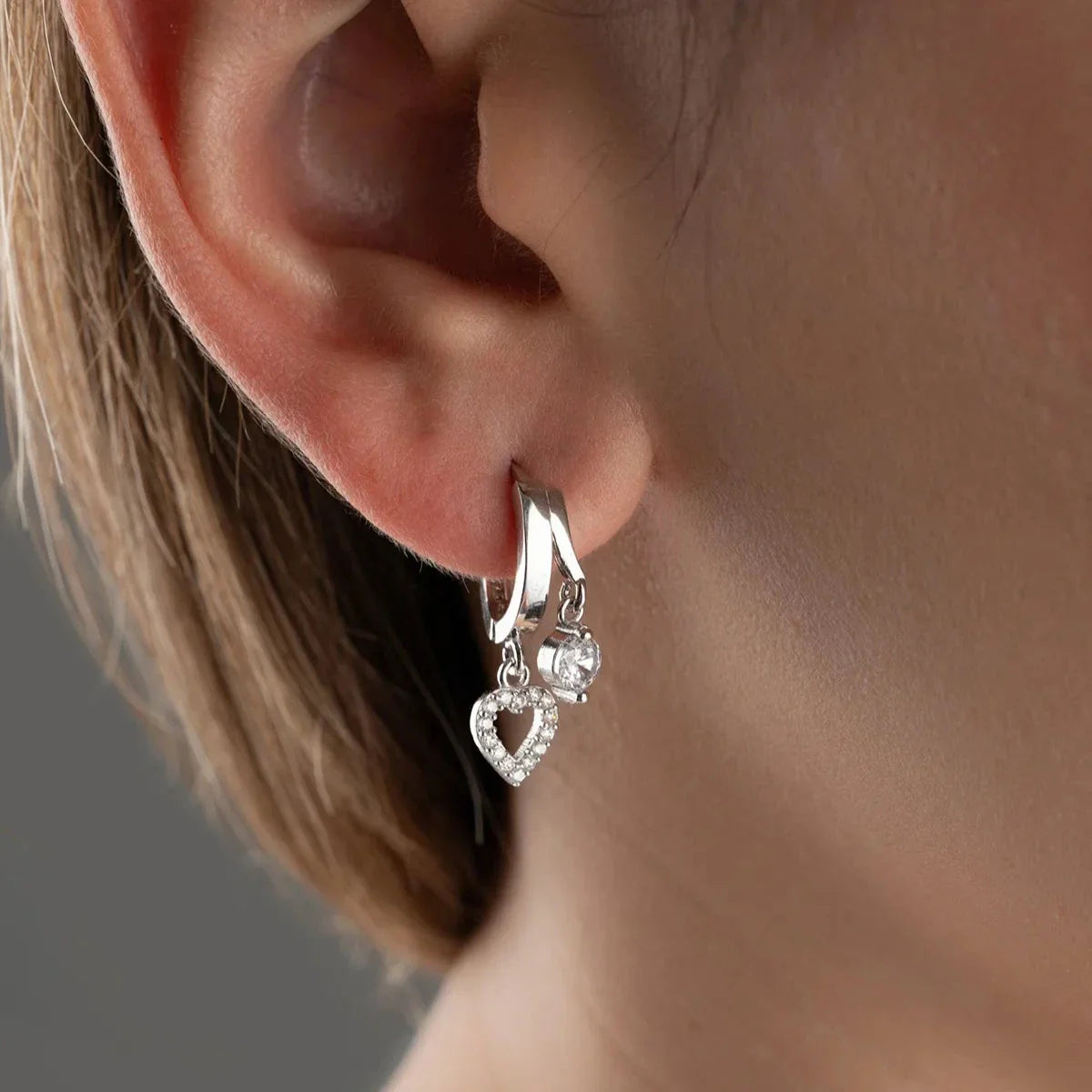 MINI HJÄRTA & ZIRCONIA ÖRHÄNGEN | 925 SILVER