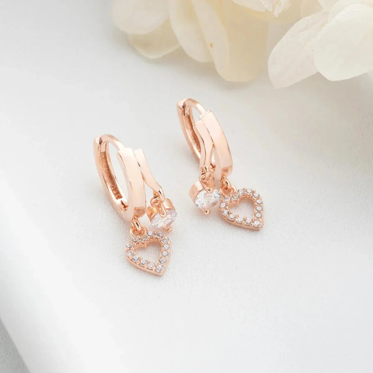 MINI HJÄRTA & ZIRCONIA ÖRHÄNGEN | 925 SILVER