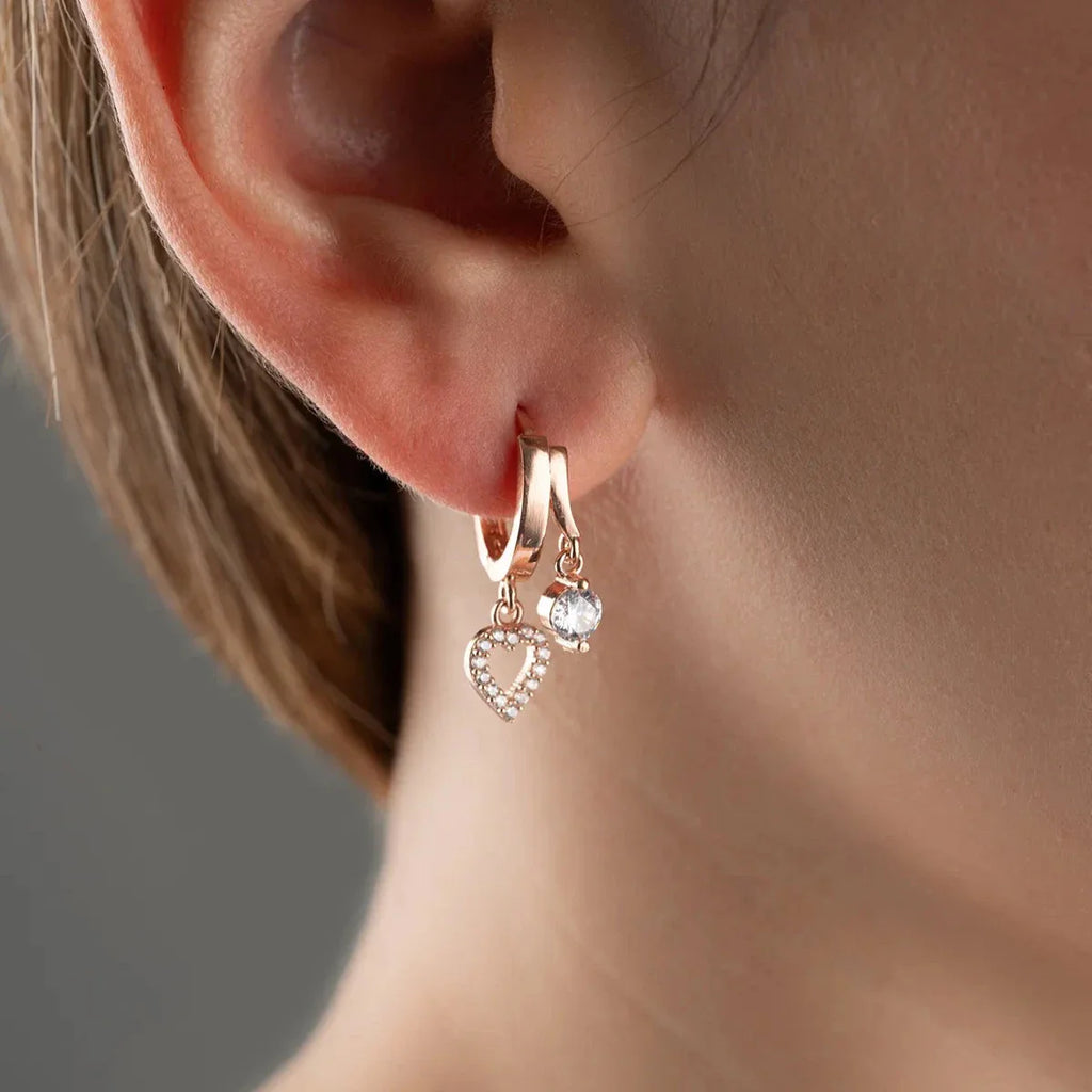 MINI HJÄRTA & ZIRCONIA ÖRHÄNGEN | 925 SILVER