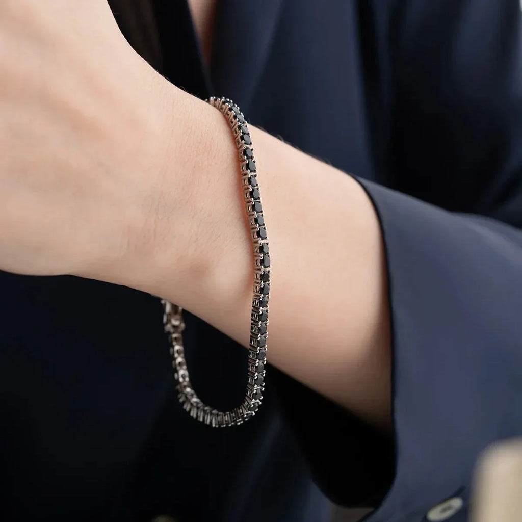 ISALT ARMBAND AV SVART STEN | 925 SILVER