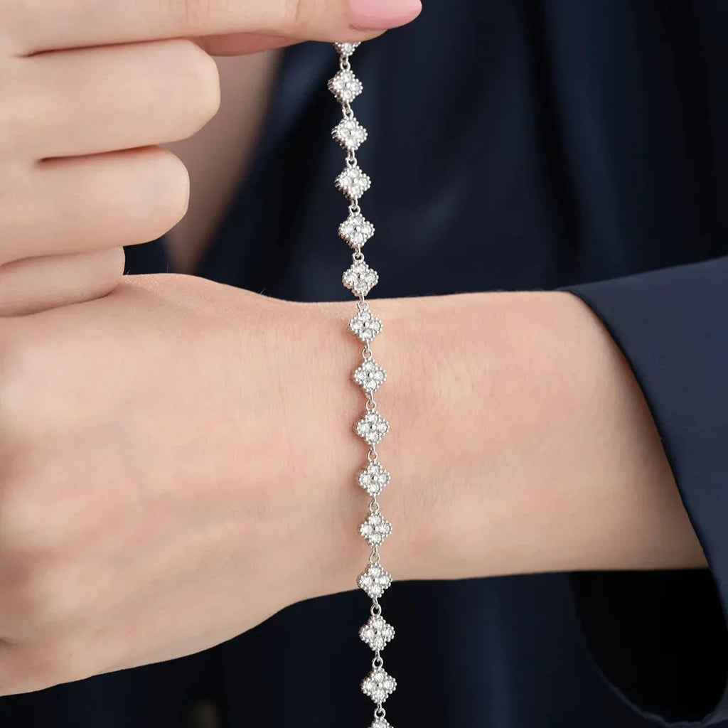 ZIRKON KLÖVERARMBAND | 925 SILVER