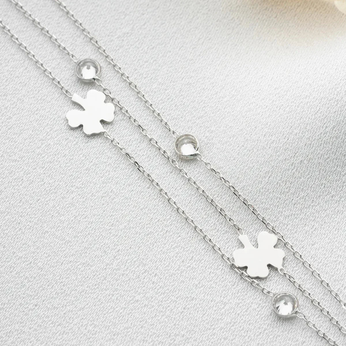 3 HJUL KLÖVER STEN ARMBAND | 925 SILVER