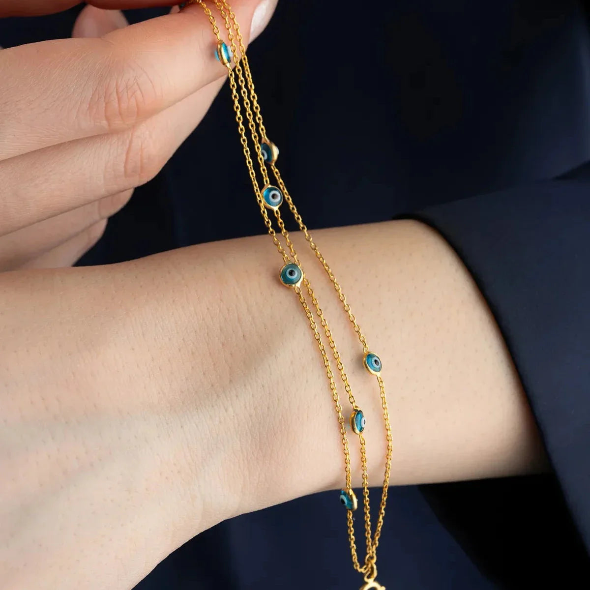 3-HJULS MINI NAZAR-ARMBAND | 925 SILVER