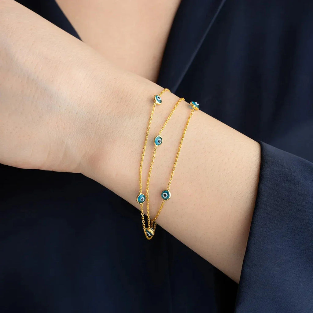 3-HJULS MINI NAZAR-ARMBAND | 925 SILVER