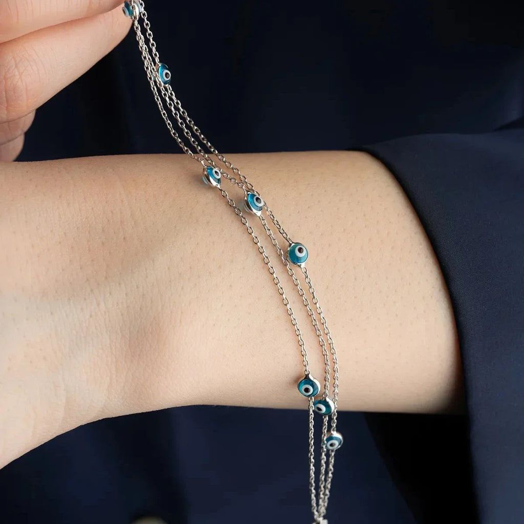 3-HJULS MINI NAZAR-ARMBAND | 925 SILVER