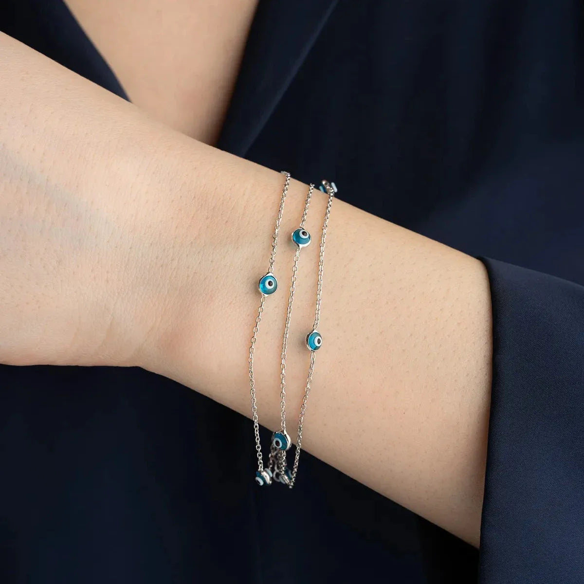 3-HJULS MINI NAZAR-ARMBAND | 925 SILVER