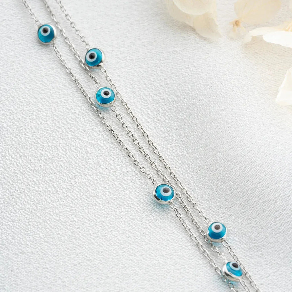 3-HJULS MINI NAZAR-ARMBAND | 925 SILVER