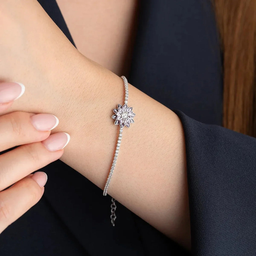 LOTUSARMBAND i LILA STENSAR | 925 SILVER