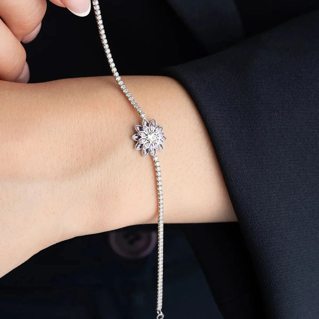 LOTUSARMBAND i LILA STENSAR | 925 SILVER