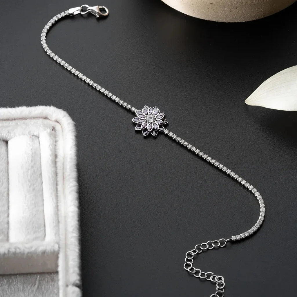 LOTUSARMBAND i LILA STENSAR | 925 SILVER