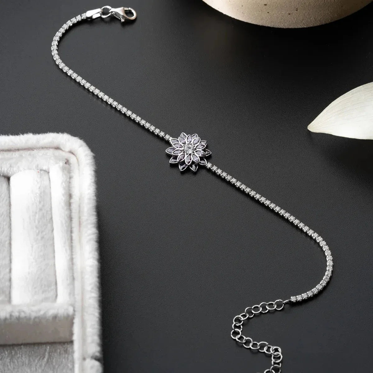 LOTUSARMBAND i LILA STENSAR | 925 SILVER