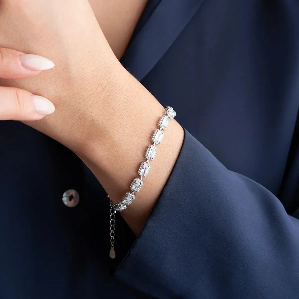 ARMBAND MED BAGUETTE STEN | 925 SILVER