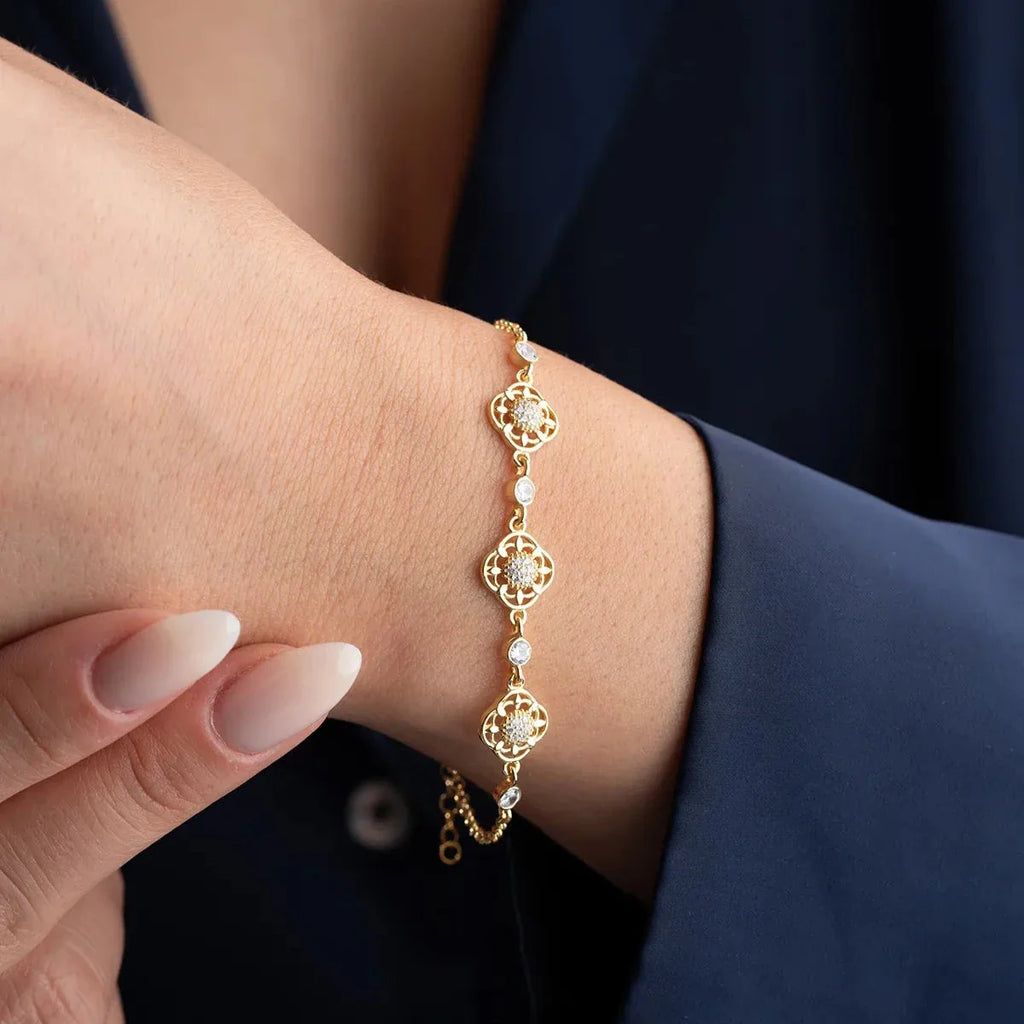 ARMBAND MED STEN BLOMMA | 925 SILVER