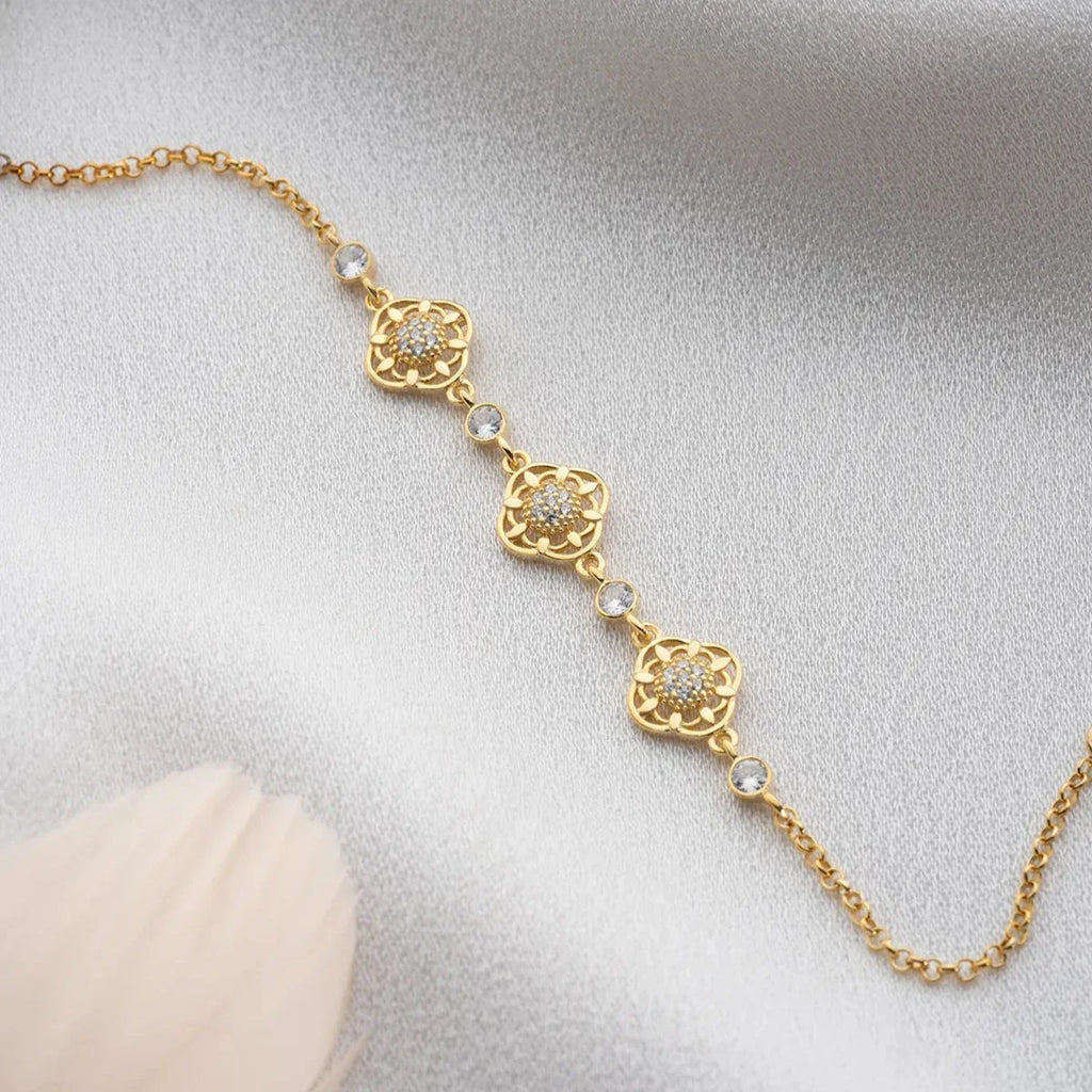 ARMBAND MED STEN BLOMMA | 925 SILVER