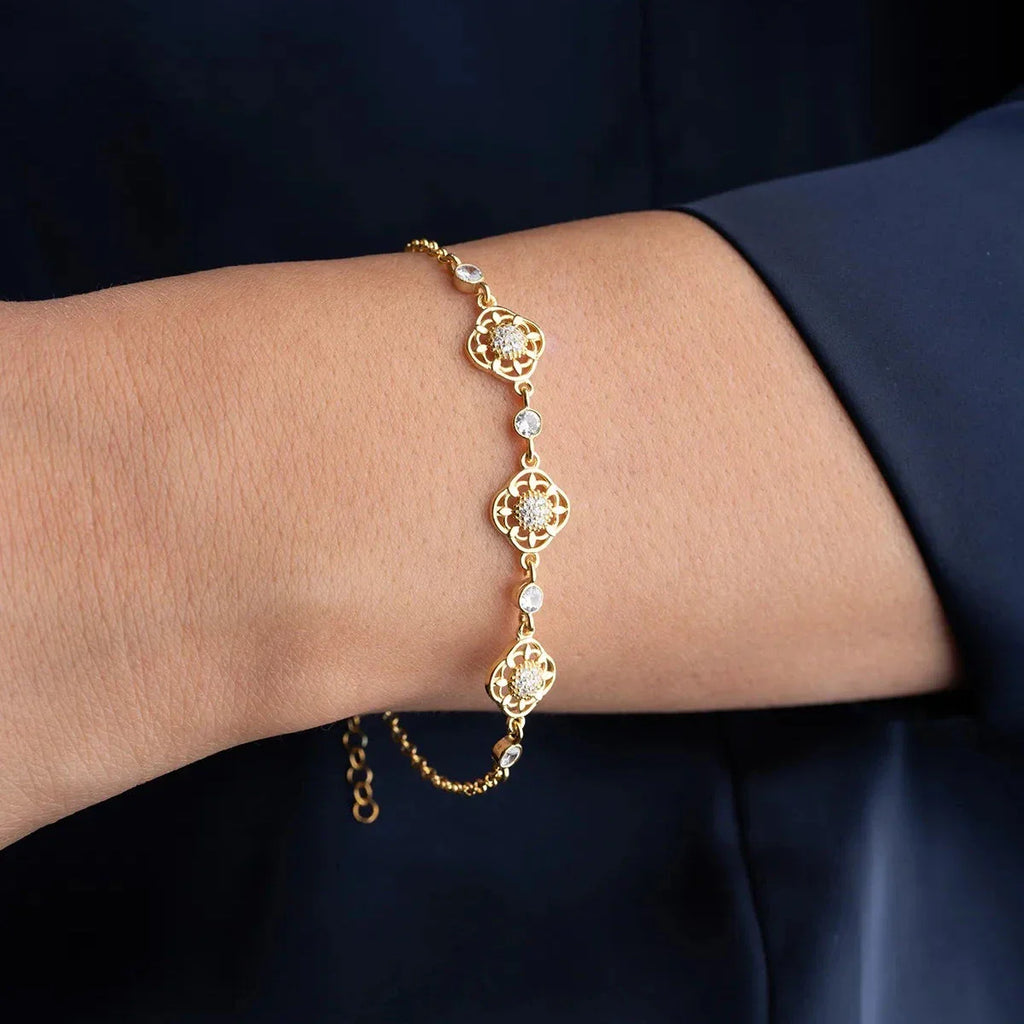 ARMBAND MED STEN BLOMMA | 925 SILVER