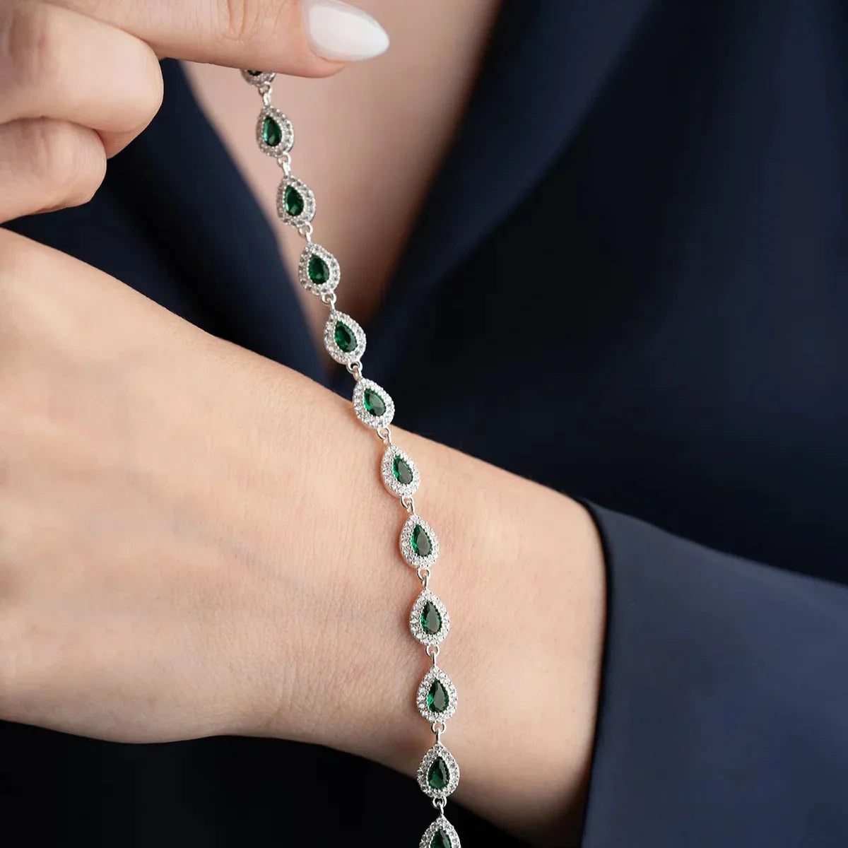 DROPPESTENS-SMARAGADARMBAND | 925 SILVER