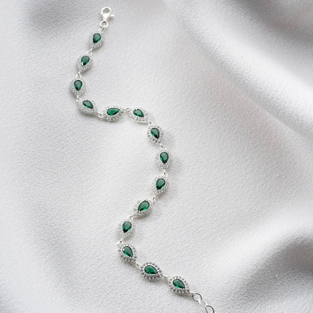 DROPPESTENS-SMARAGADARMBAND | 925 SILVER