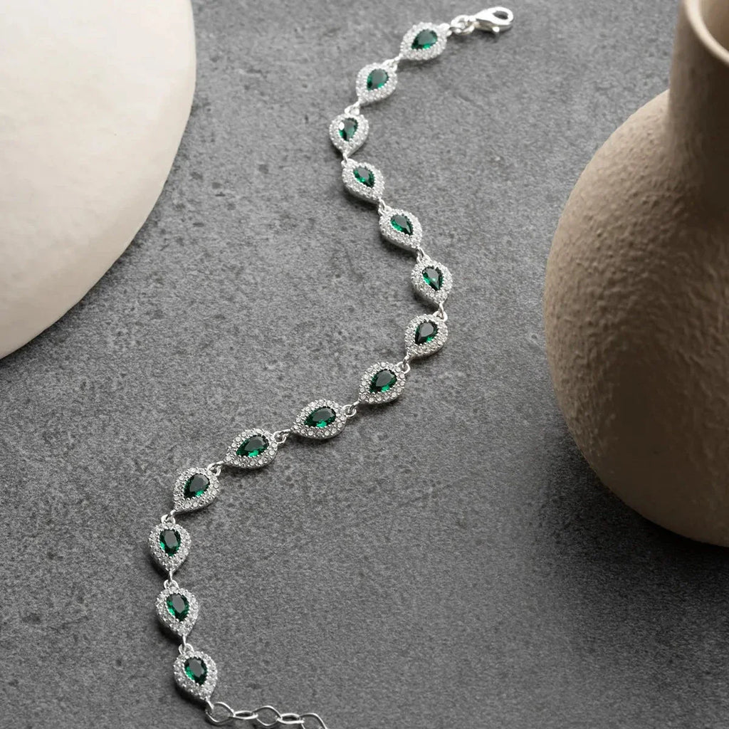 DROPPESTENS-SMARAGADARMBAND | 925 SILVER