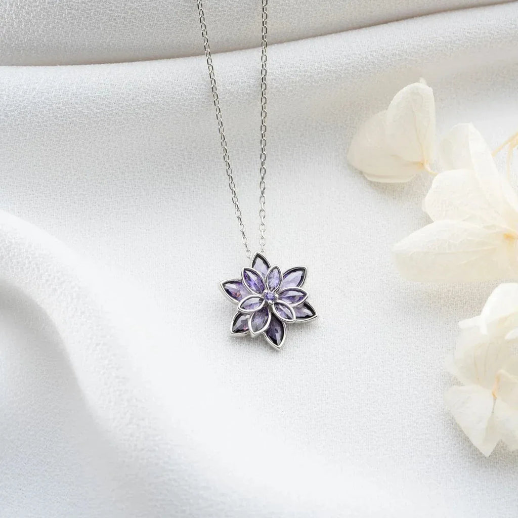 LILA LOTUS BLOMMA KRAGE | 925 SILVER