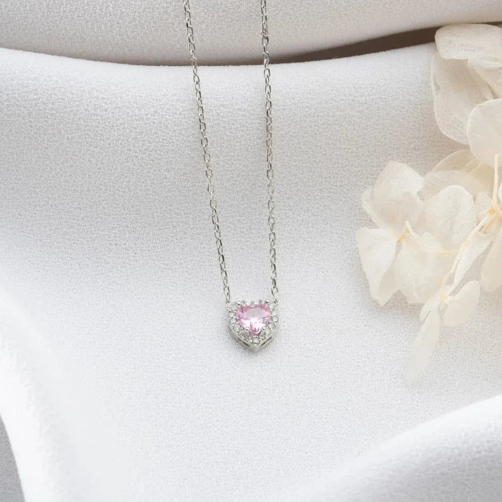 ROSA STEN HJÄRTA KRAGE | 925 SILVER