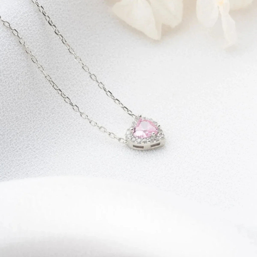 ROSA STEN HJÄRTA KRAGE | 925 SILVER