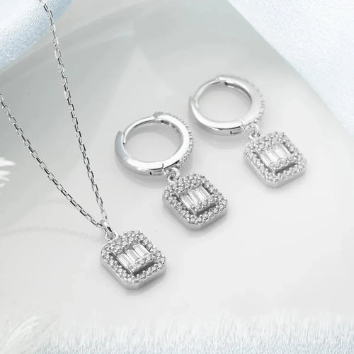 BAGUETTEHALSBAND MED ÖRONHÄNG | 925 SILVER