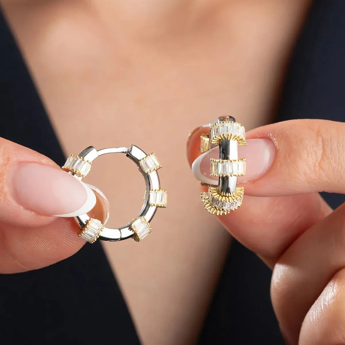 BAGUETTE STONE Ringhänge | 925 SILVER