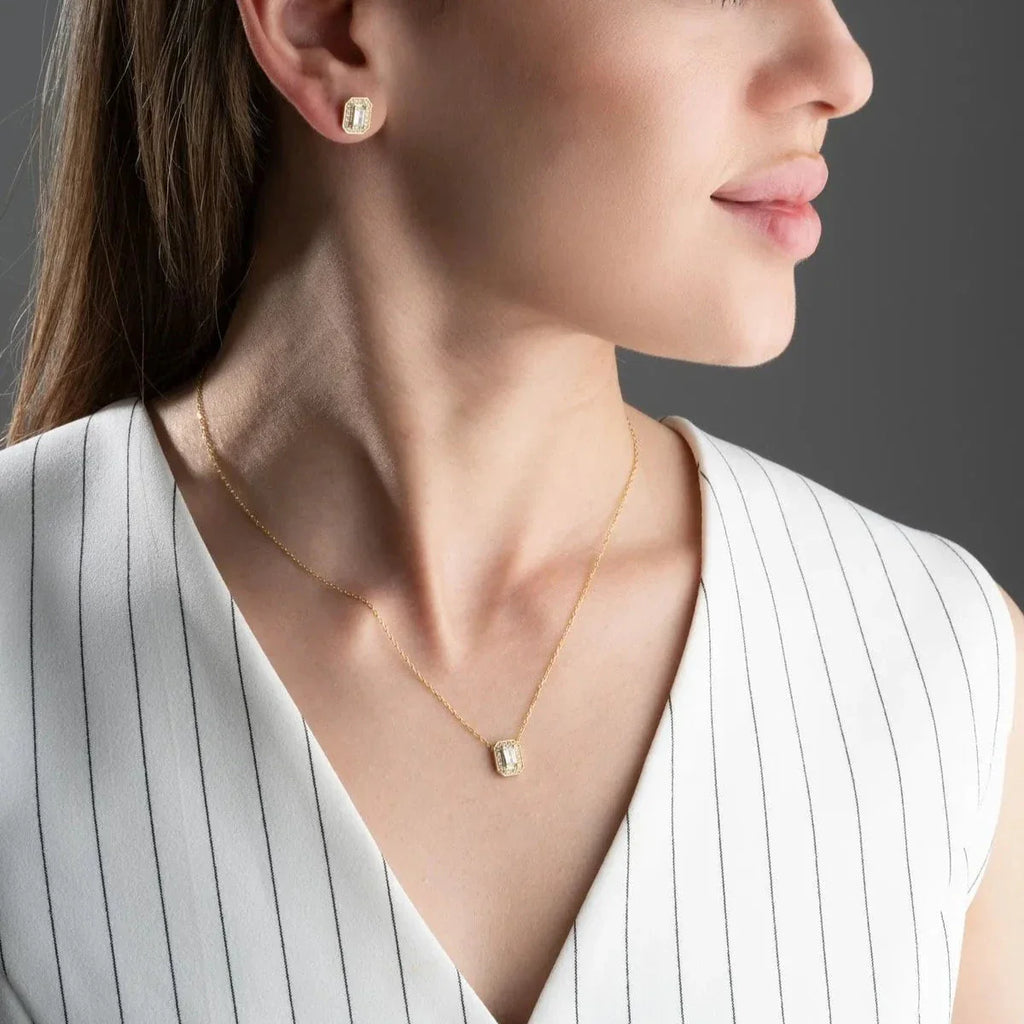 BAGUETTE ÖRHÄNGSET MED ZIRKONSTEN | 925 SILVER