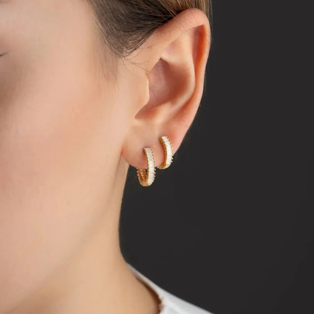 BAGUETTE STEN SET MED 2 ÖGON HÄNGNING | 925 SILVER