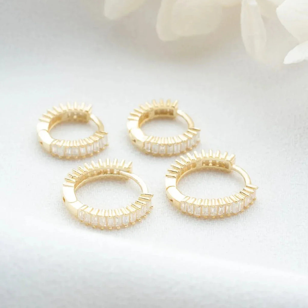 BAGUETTE STEN SET MED 2 ÖGON HÄNGNING | 925 SILVER