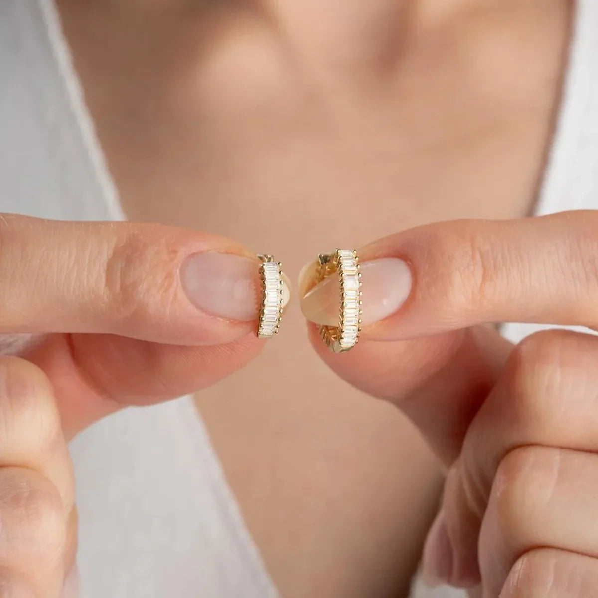 BAGUETTE STEN SET MED 2 ÖGON HÄNGNING | 925 SILVER