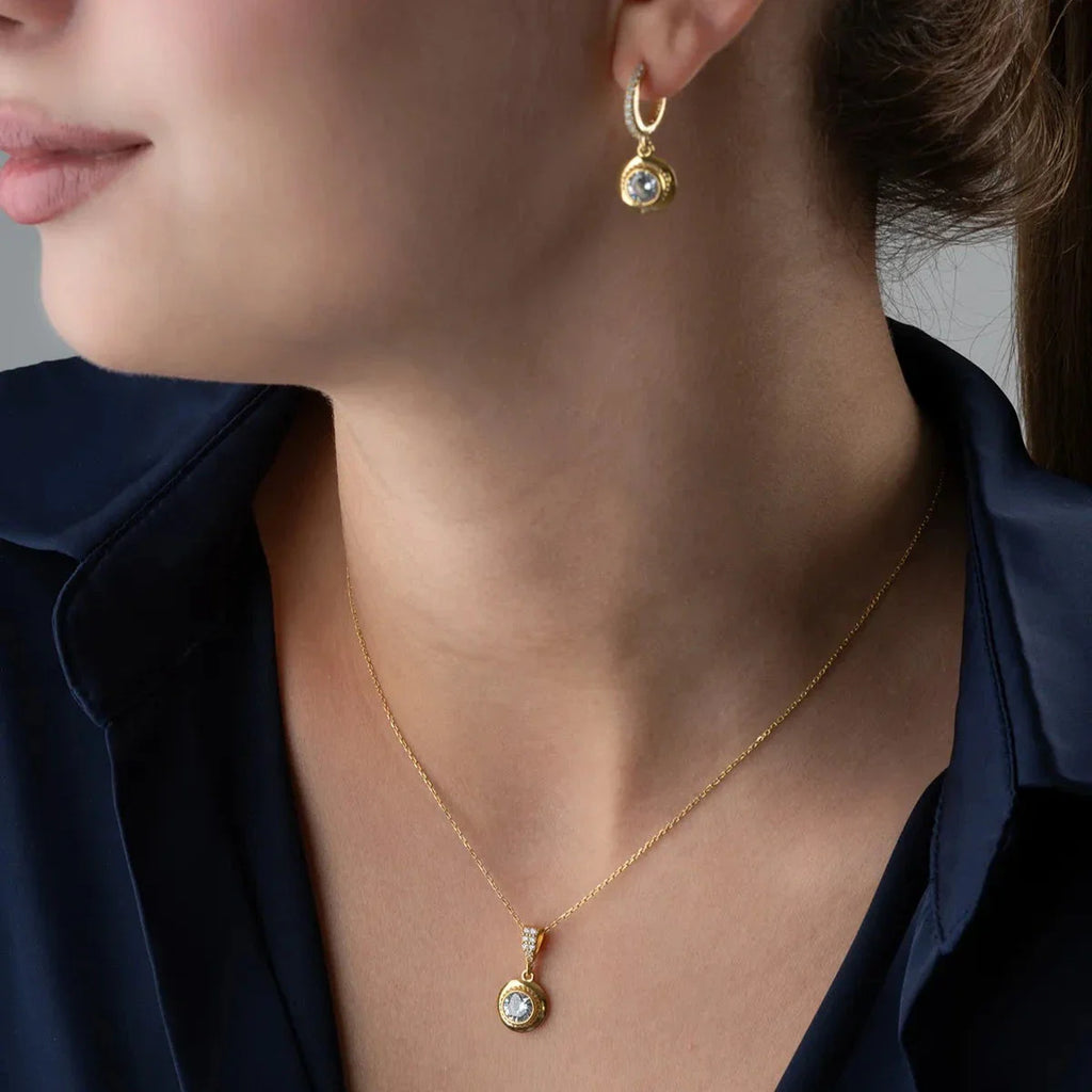 GRANDSON STEN HALSBAND MED ÖRONHÄNGNING | 925 SILVER