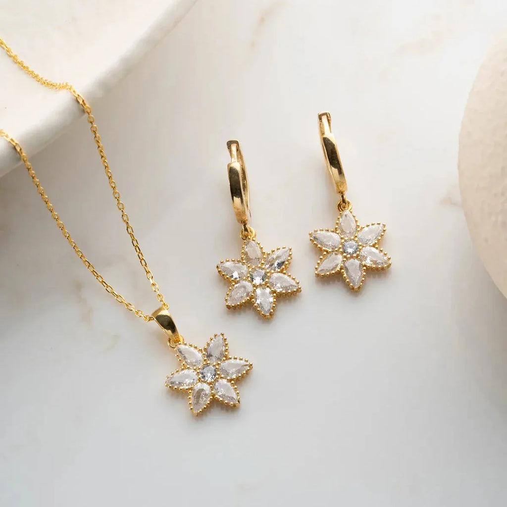 STEN LOTUS HALSHALSE ÖRONHÄNGNINGSSET | 925 SILVER