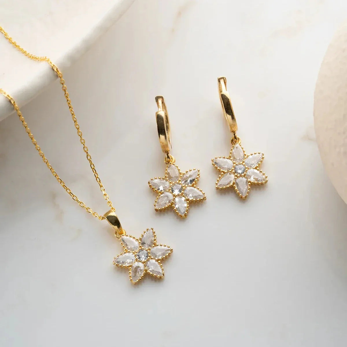 STEN LOTUS HALSHALSE ÖRONHÄNGNINGSSET | 925 SILVER