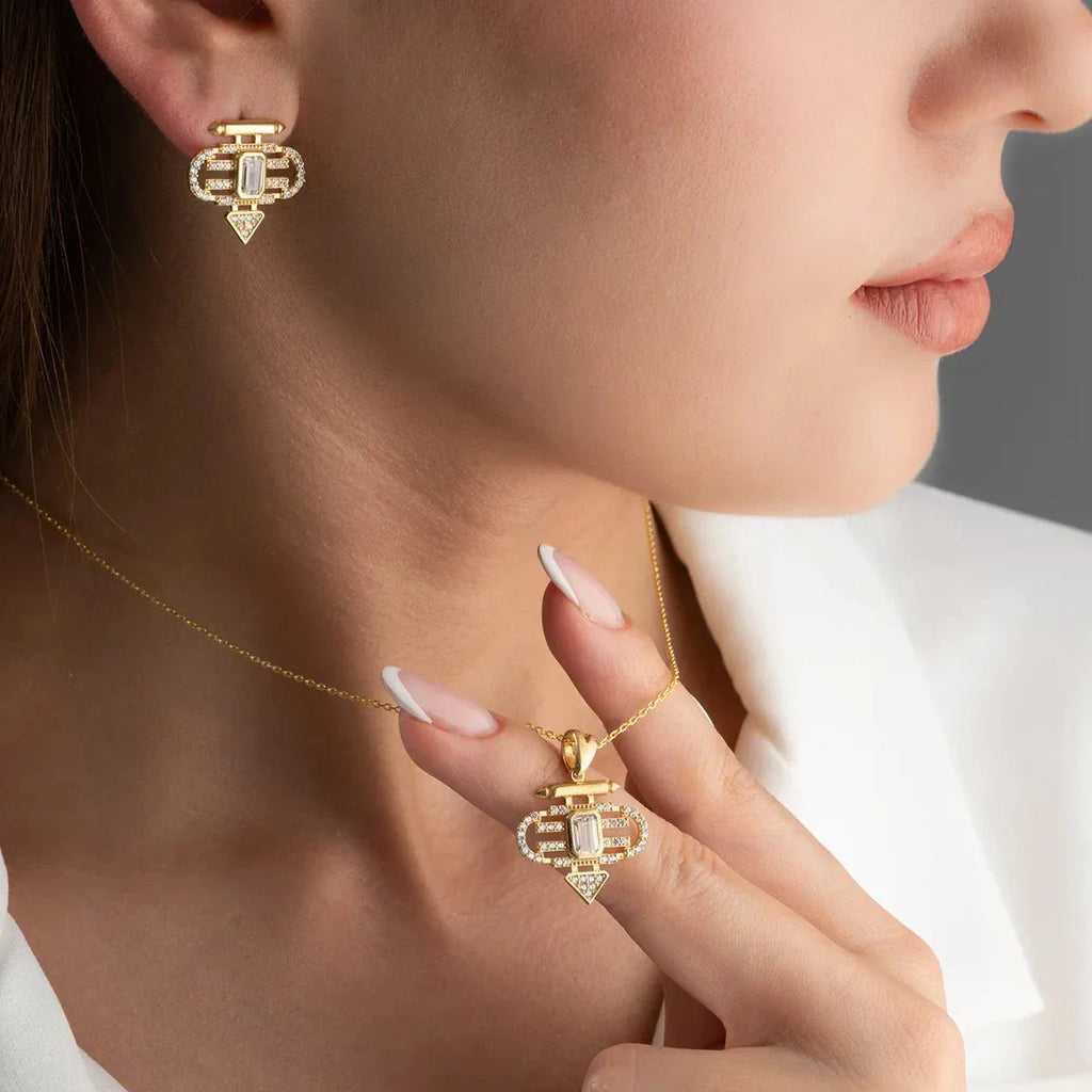 SEYMA ÖRHÄNGE MED HALSBAND | 925 SILVER