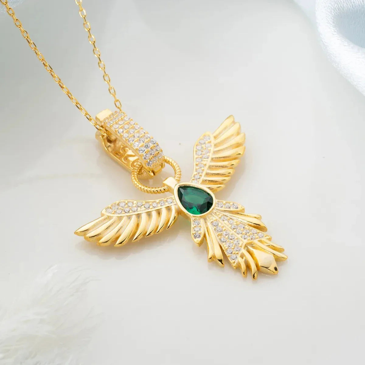 GRÖN STEN ZÜMRÜDÜANKA KRAGE | 925 SILVER