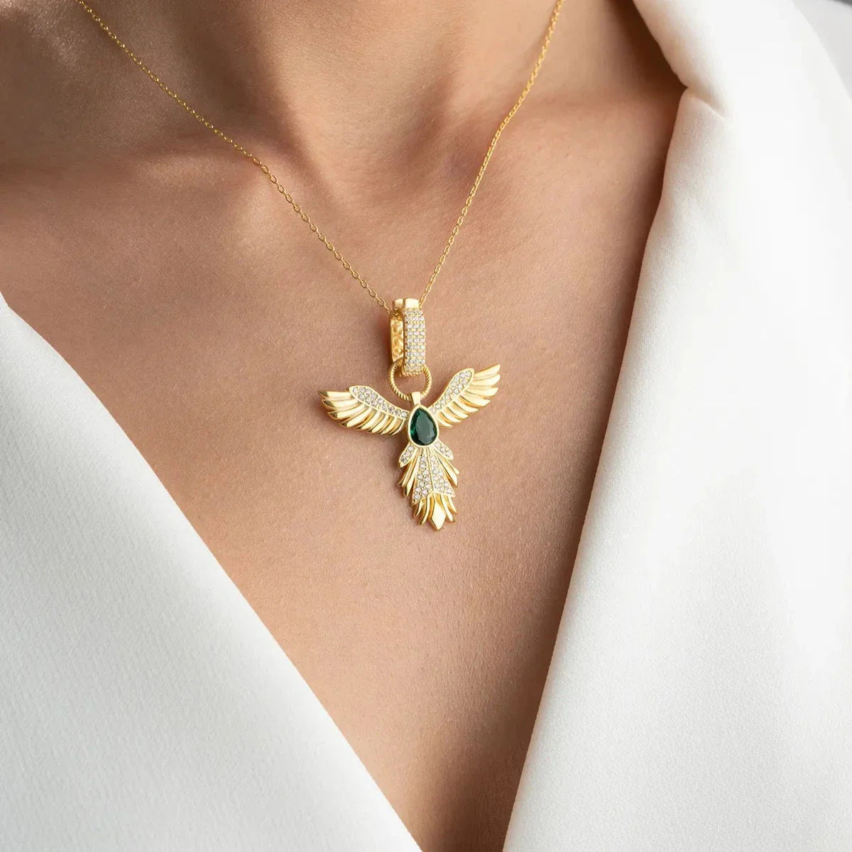 GRÖN STEN ZÜMRÜDÜANKA KRAGE | 925 SILVER