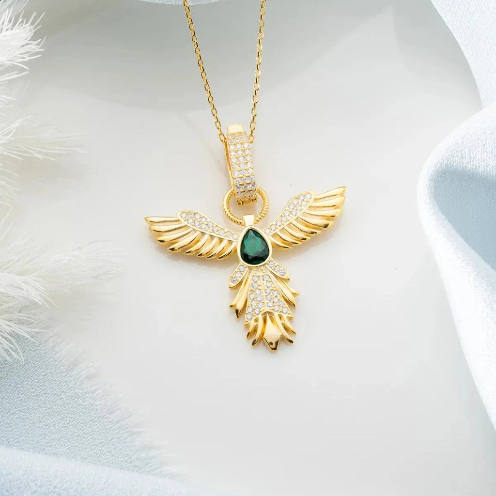 GRÖN STEN ZÜMRÜDÜANKA KRAGE | 925 SILVER