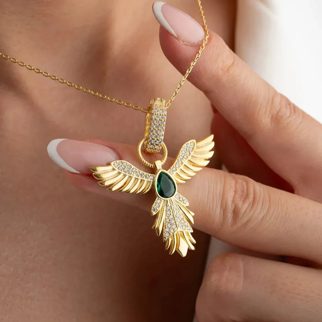 GRÖN STEN ZÜMRÜDÜANKA KRAGE | 925 SILVER