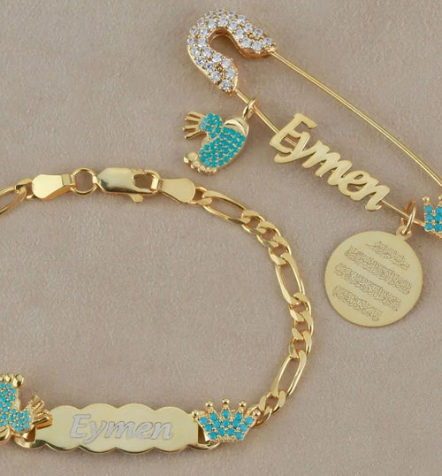 BARNGRAVERAT ARMBAND + PIN SET | 925 SILVER